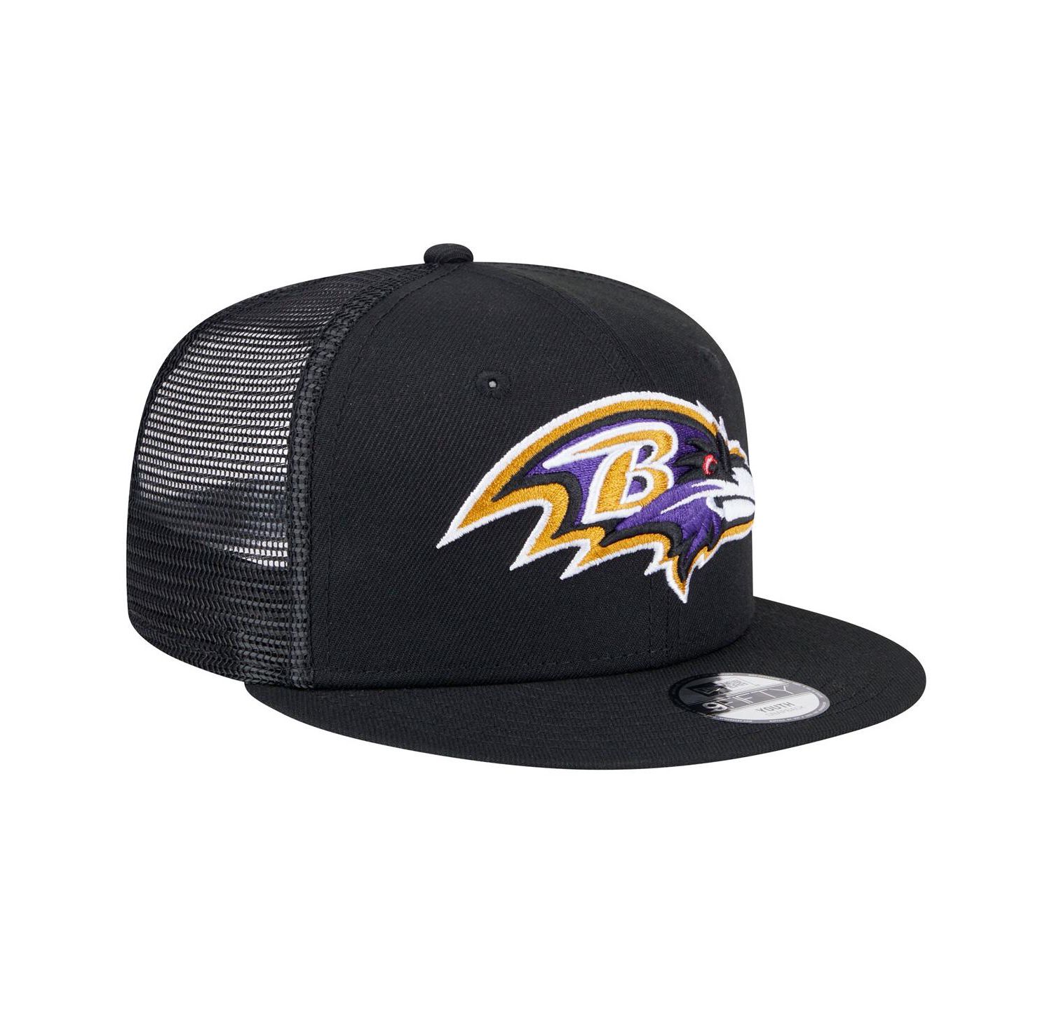 Big Boys and Girls Black Baltimore Ravens Main Trucker 9FIFTY Snapback Hat
