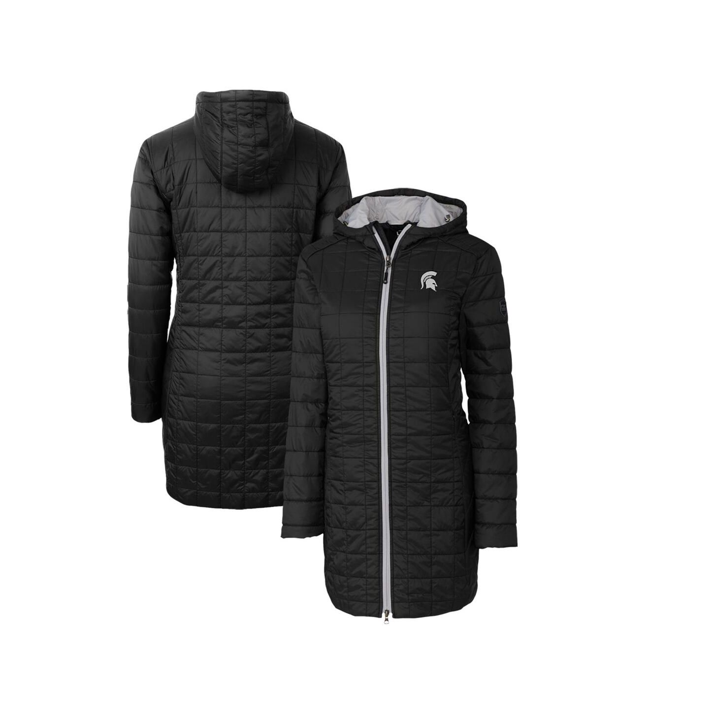 Женская куртка Cutter & Buck Black Michigan State Spartans Rainier PrimaLoft Eco Hooded — фото 1