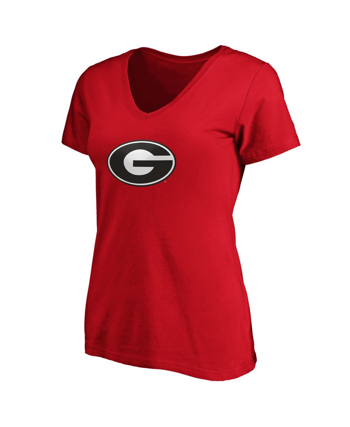 Fanatics Women's Red Georgia Bulldogs Primary Logo V-neck T-shirt In Red
