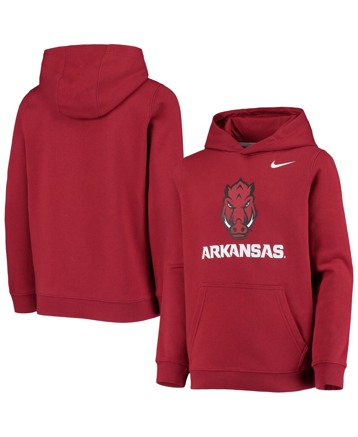 Nike Big Boys and Girls Cardinal Arkansas Razorbacks Stadium Club Fleece Pullover Hoodie