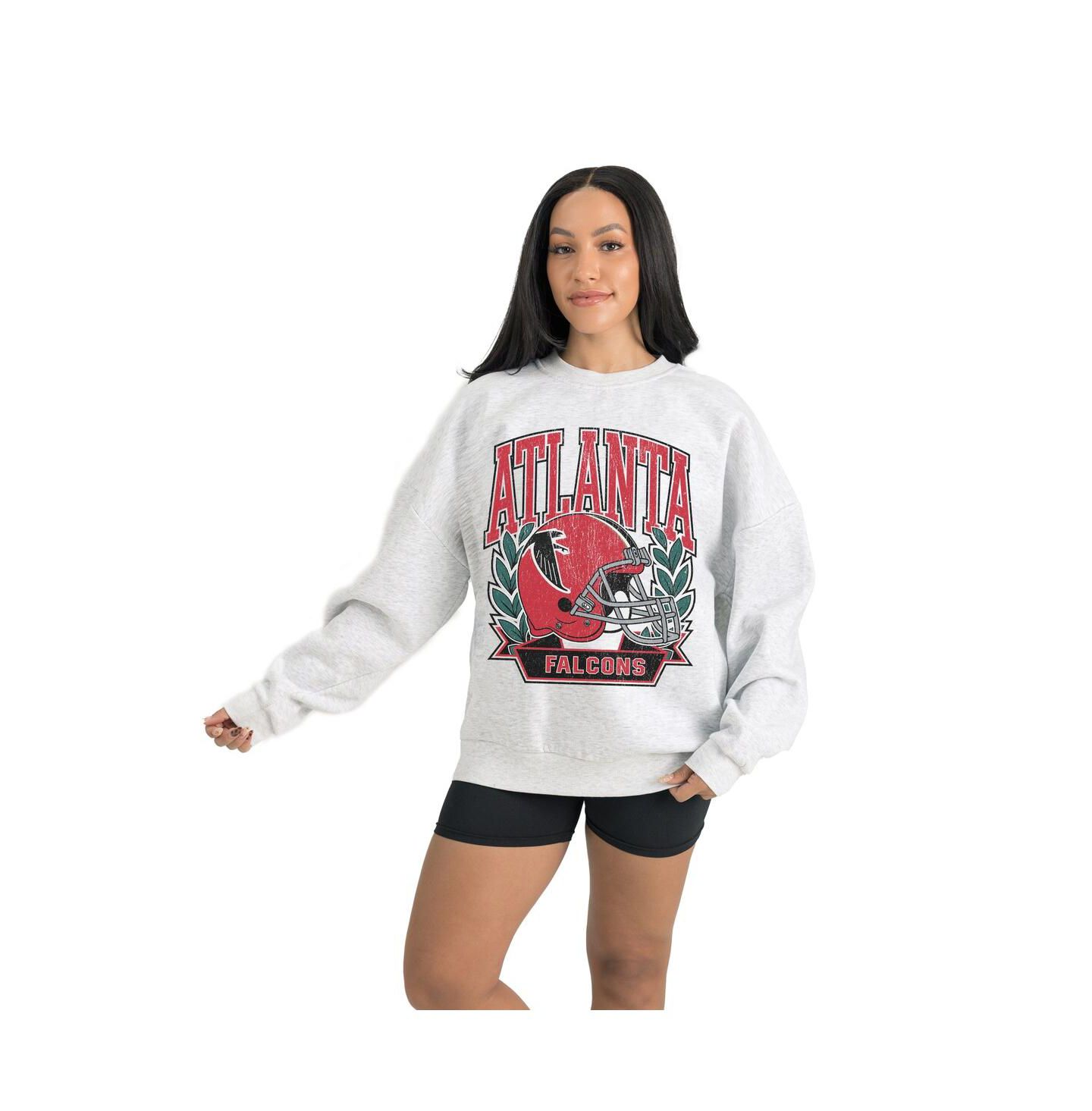 Женская толстовка Gameday Couture Gray Atlanta Falcons Heritage Premium Fleece Pullover — фото 3