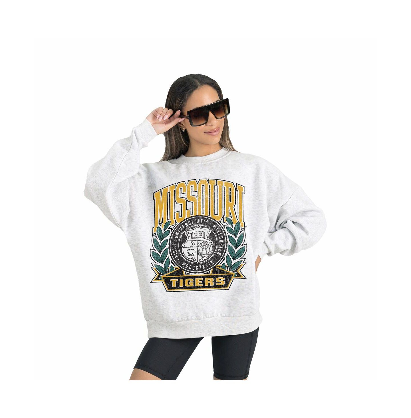 Женская толстовка Gameday Couture Gray Missouri Tigers Premium Fleece Drop Shoulder Oversized Pullover — фото 2