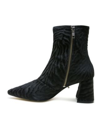 Women's Black Hairy Zebra Ankle Boots