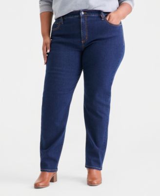 Style & Co Plus Size High-Rise Straight-Leg Jeans, Exclusively at Macy's