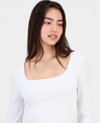 Women's Square-Neck Long-Sleeve Top