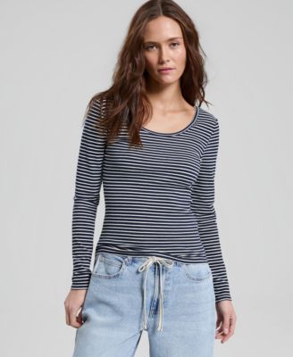 Women's Striped Double-Scoop Top, Macy's Exclusive