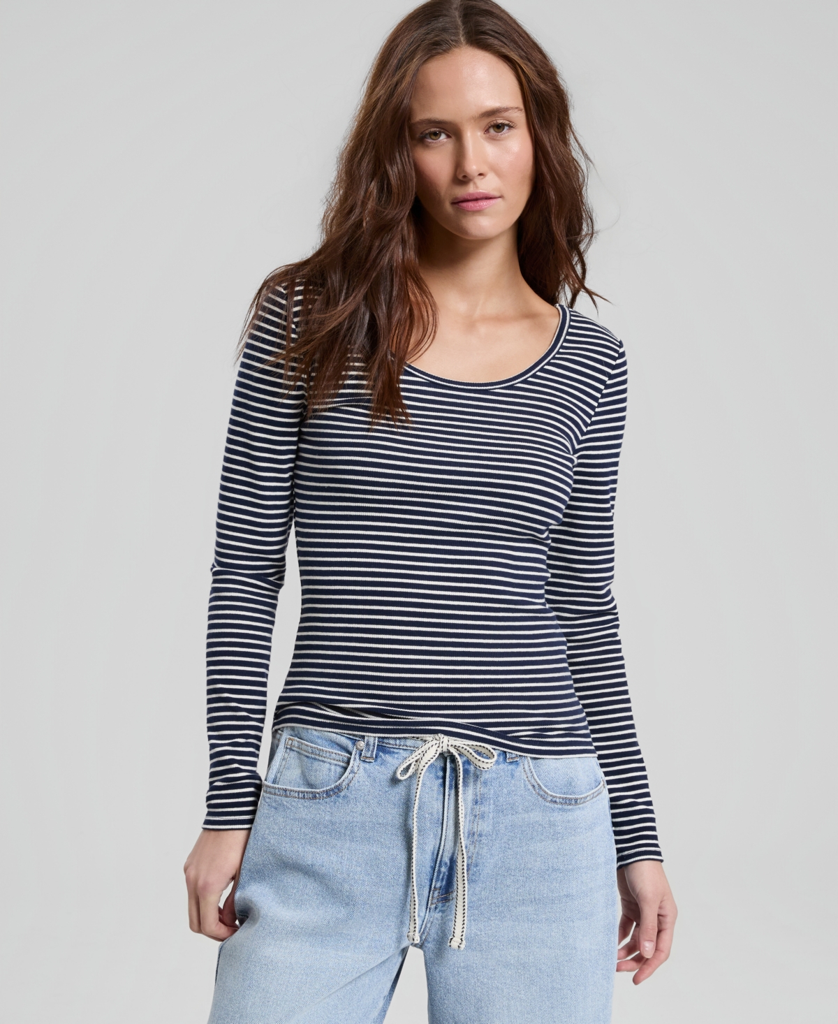 And Now This Women's Striped Double-Scoop Top, Macy's Exclusive