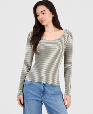Women's Striped Double-Scoop Top, Macy's Exclusive