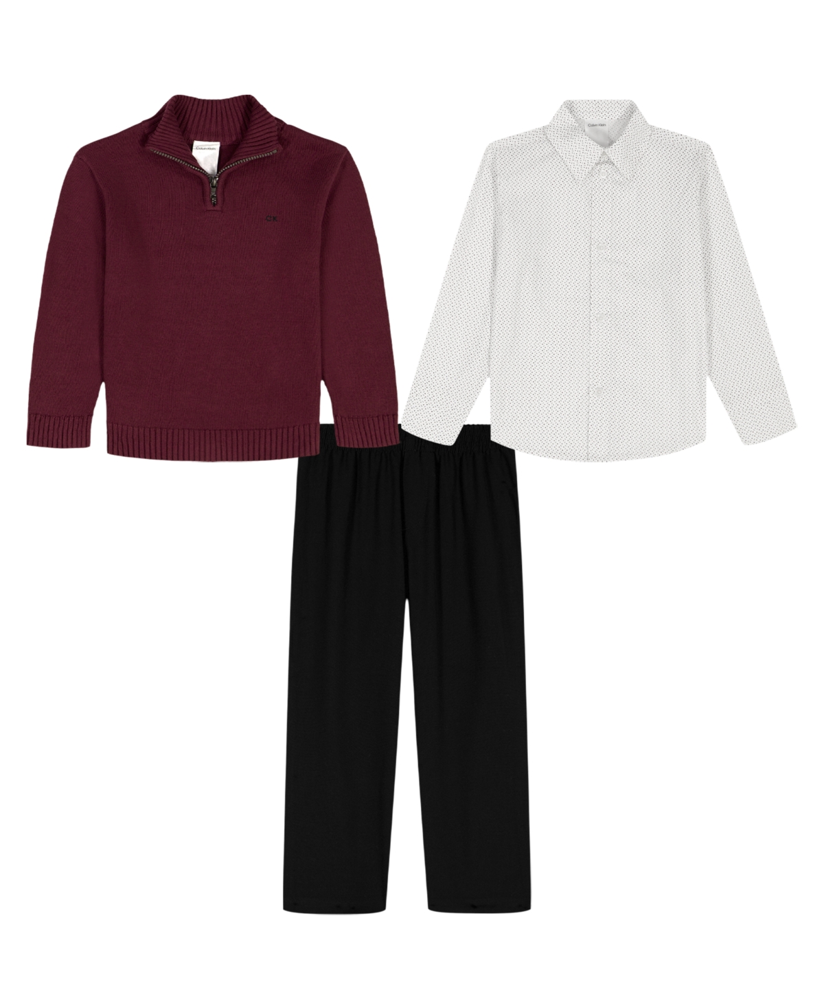 Calvin Klein Boys 2T-7 Long-Sleeve Sweater, Shirt and Pants, 3-Piece Set