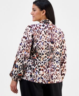 Plus Size Tie-Neck Top