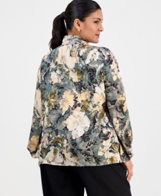 Plus Size Scarf-Neck Top