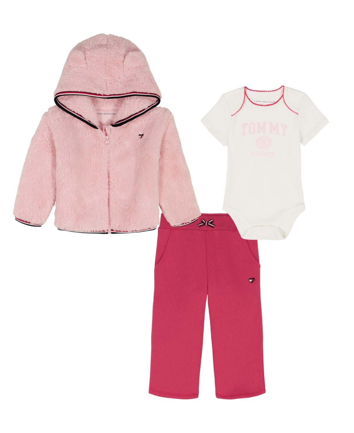 Tommy Hilfiger Baby Girls Jacket, Bodysuit and Pants, 3-Piece Set
