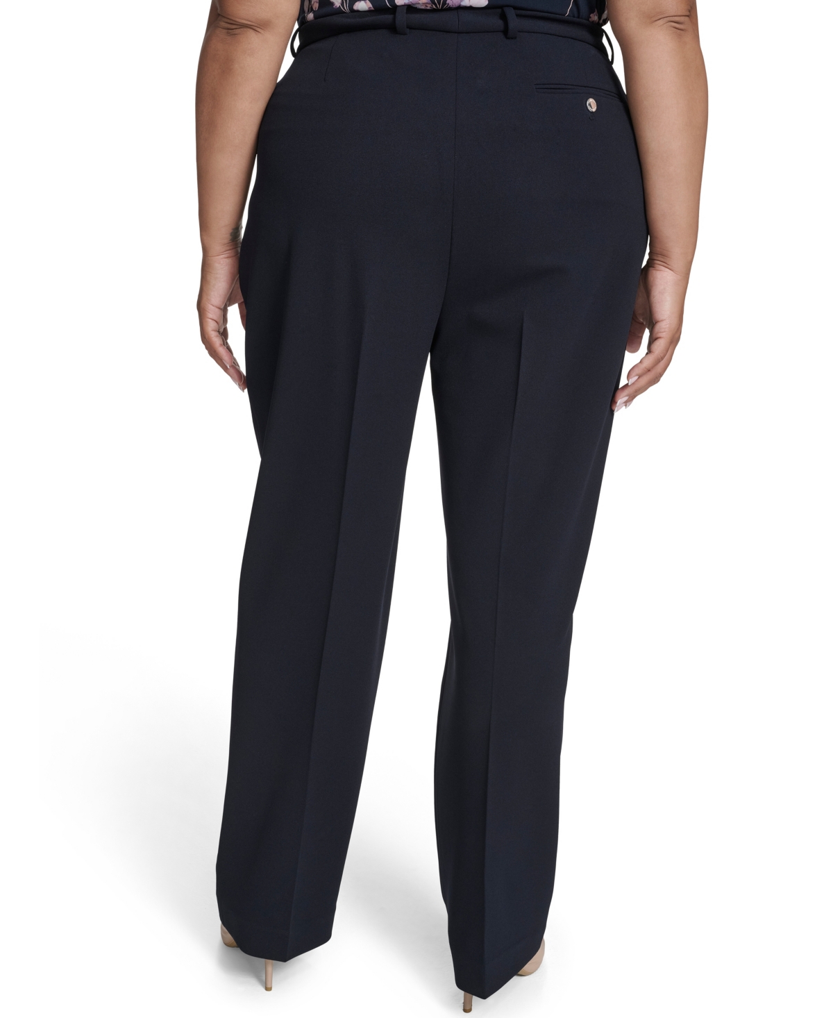 Calvin Klein Plus Size High Waist Modern Fit Pants In Blue
