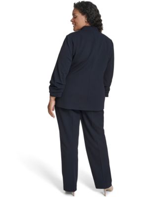 Women's Plus Size Collarless 3/4-Sleeve Jacket