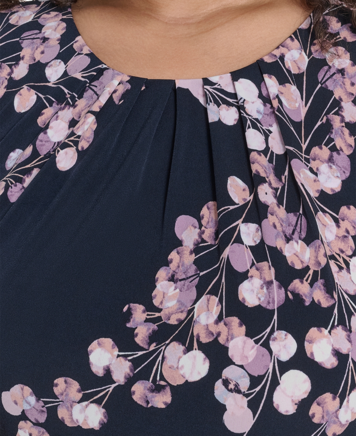 Calvin Klein Plus Size Printed Sleeveless Scoop Neck Top In Blue