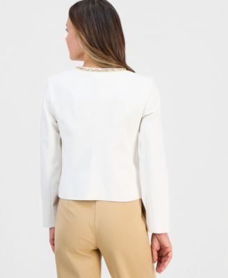 Petite Embellished-Neck Long-Sleeve Jacket, Macy's Exclusive 