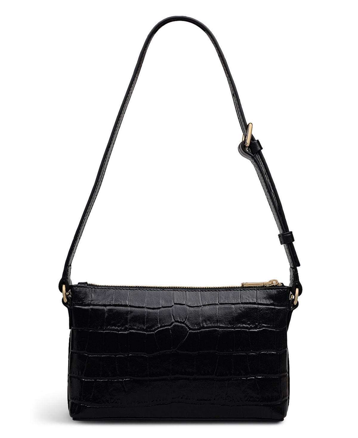 Radley London Pockets Faux Croc Mini Zip Top Shoulder Bag In Black