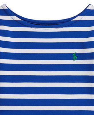 Girls' 2T-6X Striped Ponte Long-Sleeve Dress