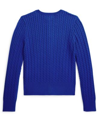 Girls' 7-16 Mini-Cable Long-Sleeve Cardigan Sweater