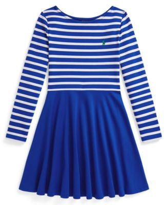 Polo Ralph Lauren - Girls 7-16 Striped Stretch Ponte Long-Sleeve Dress