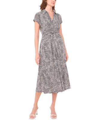 Women's Wide Tie Collared Midi Dress