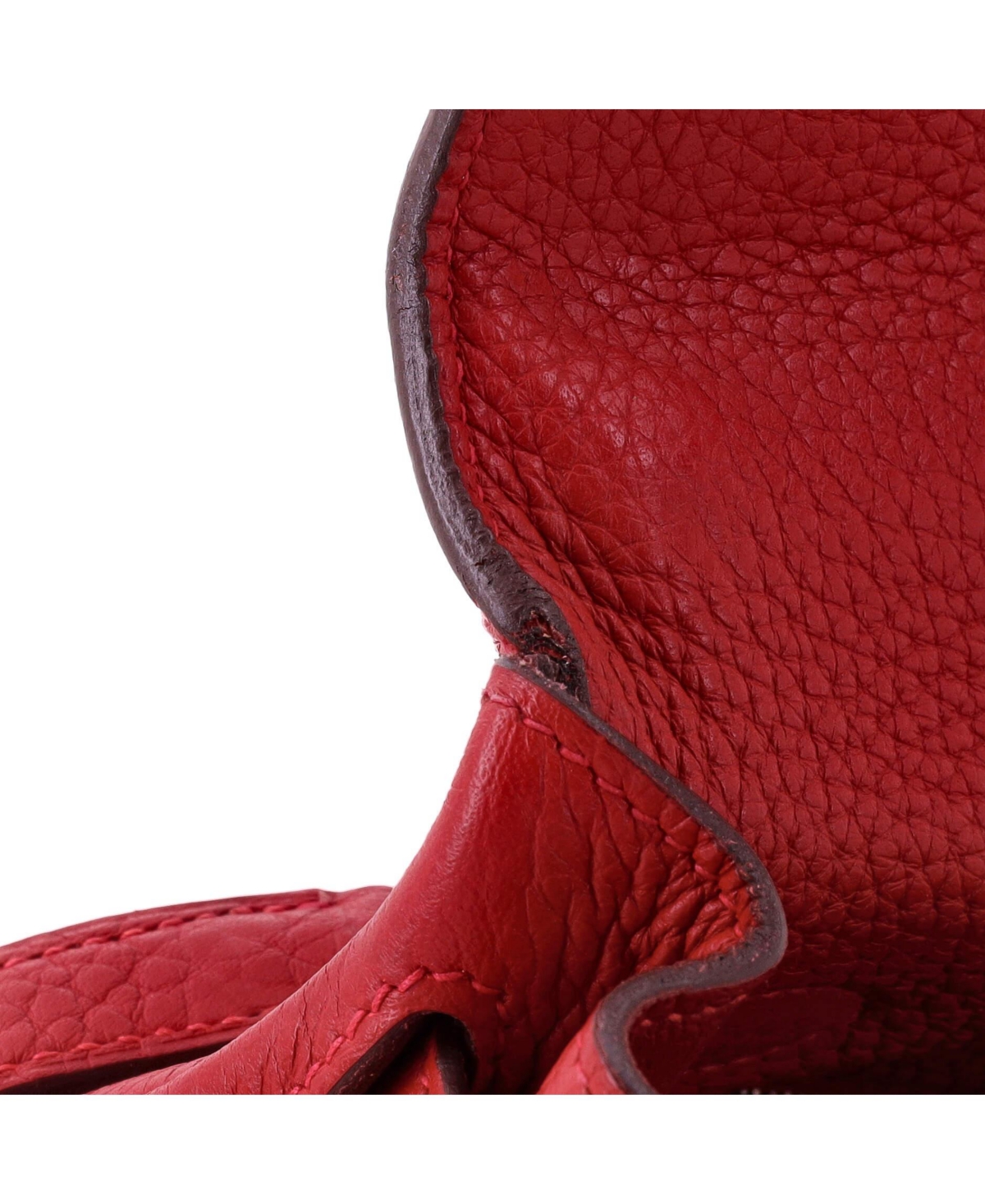 Pre-Owned HERMES Kelly 32 Handbag Red Togo with Palladium Hardware