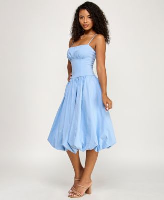 Women's Tie Back Bubble Hem Tea Length Dress