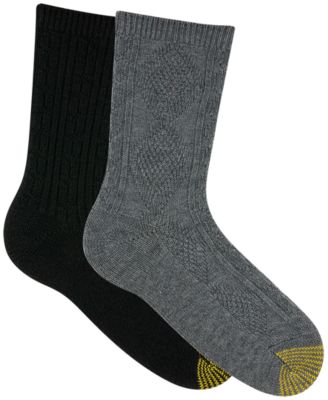Women's 2-Pack Diamond Cable Crew Socks