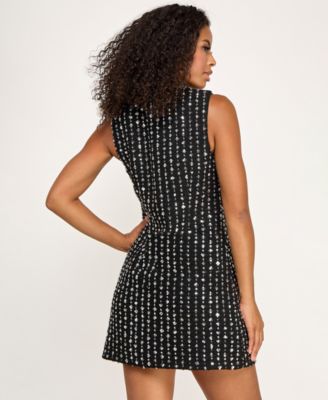 Juniors' Sequin V-Neck Dress