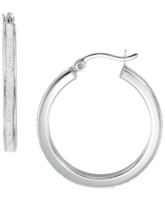 Polished Glitter 3-Pc. Set Hoop Earrings in Sterling Sliver