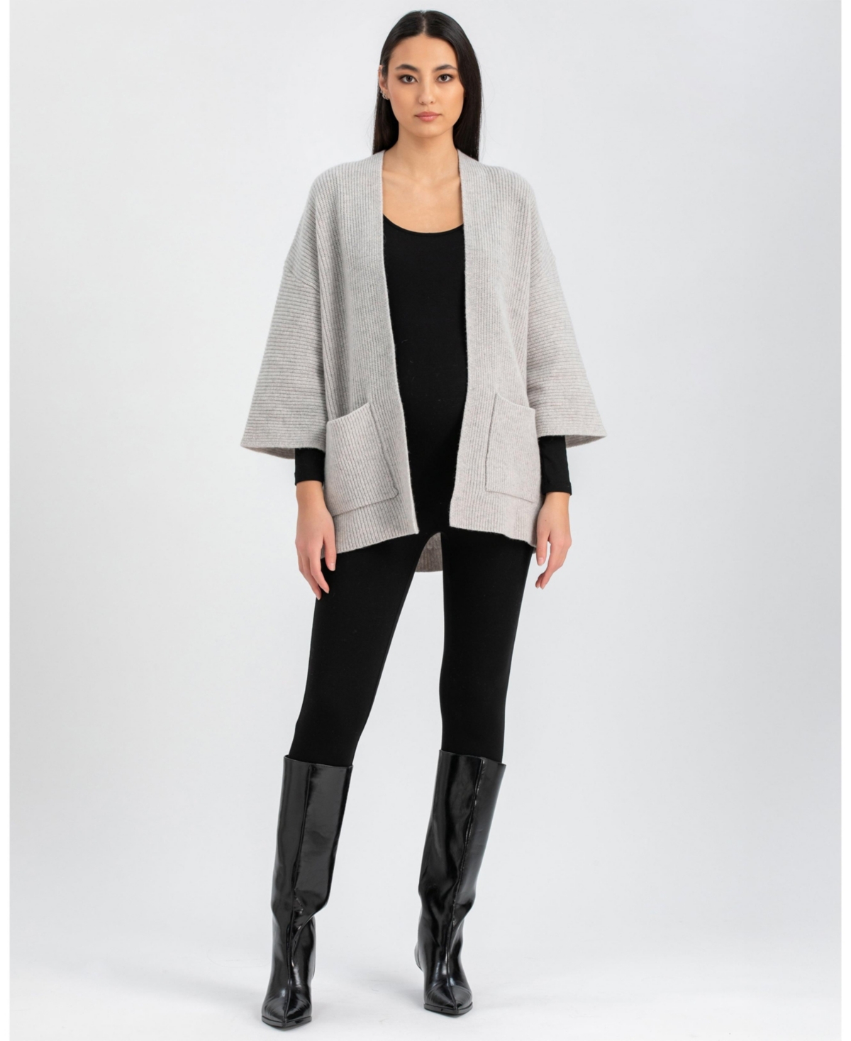 Maternity Slim Scoop Neck Maddy Jumpsuit with Long Sleeves