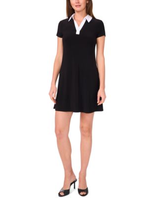 Women's Short-Sleeve Combo Collar Dress