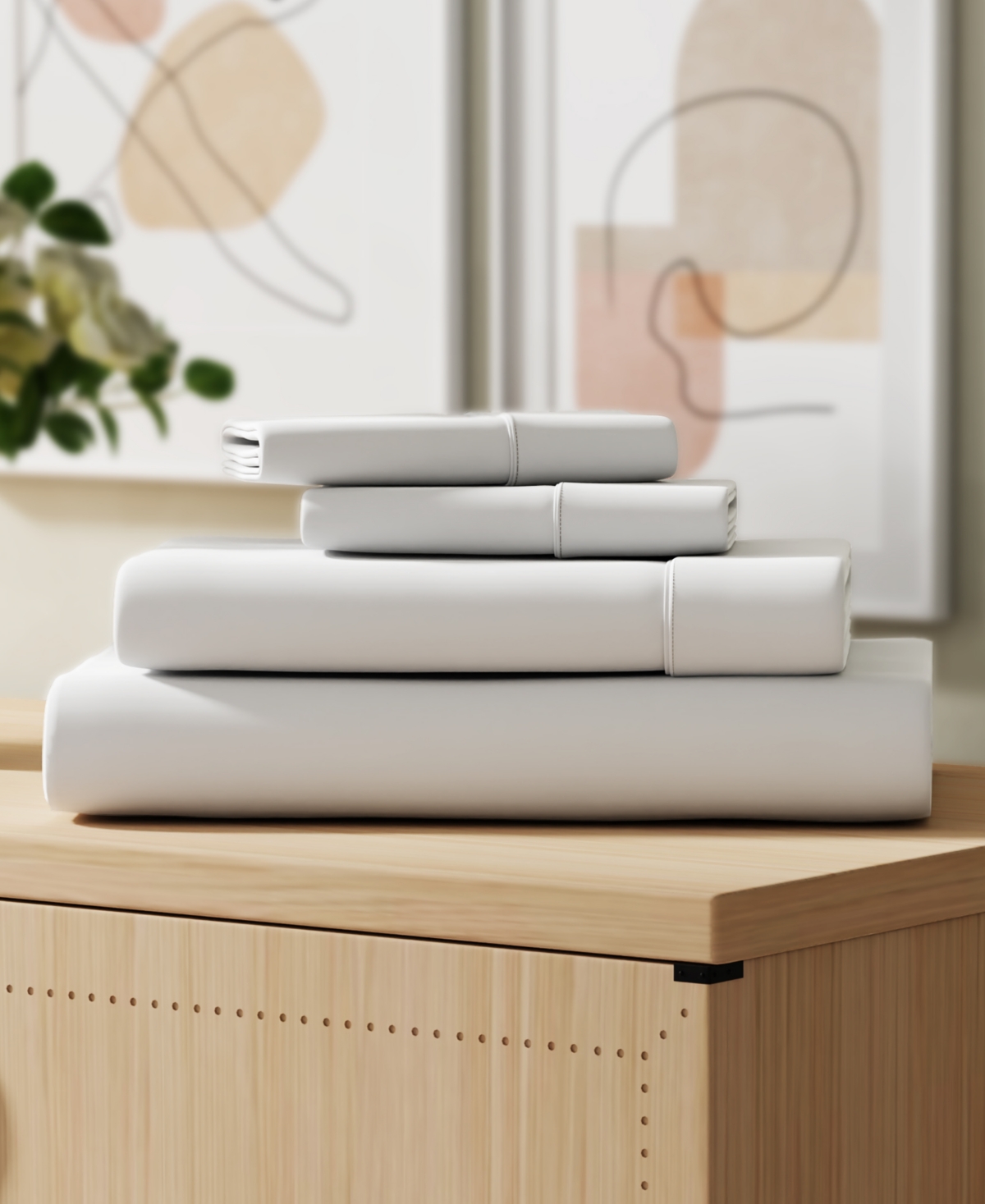 Color Sense Brushed Cool Crisp Solid Cotton 3-pc. Sheet Set, Twin Xl In White