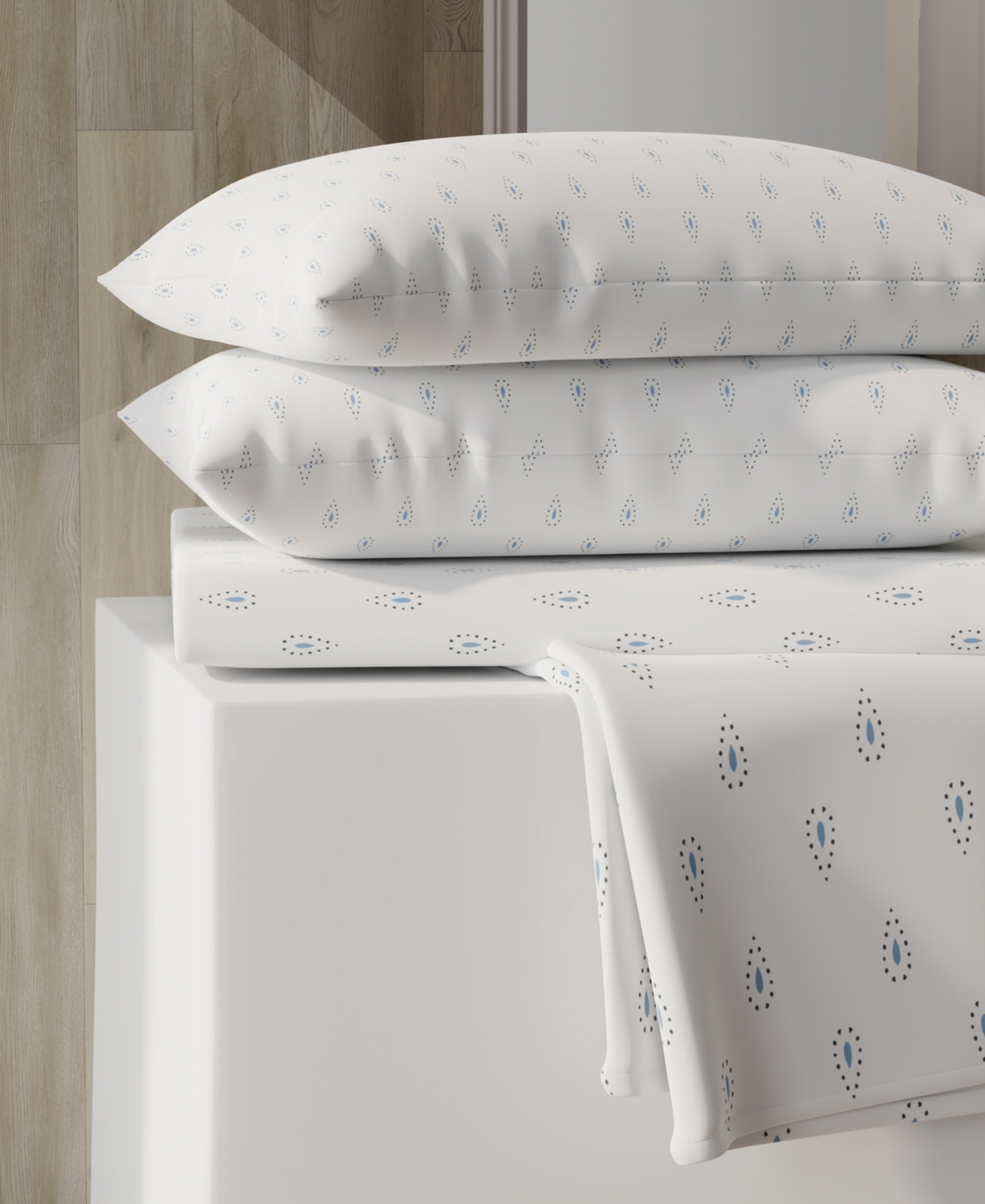 Color Sense Brushed Cool Crisp Percale Printed 3-pc. Sheet Set, Twin Xl