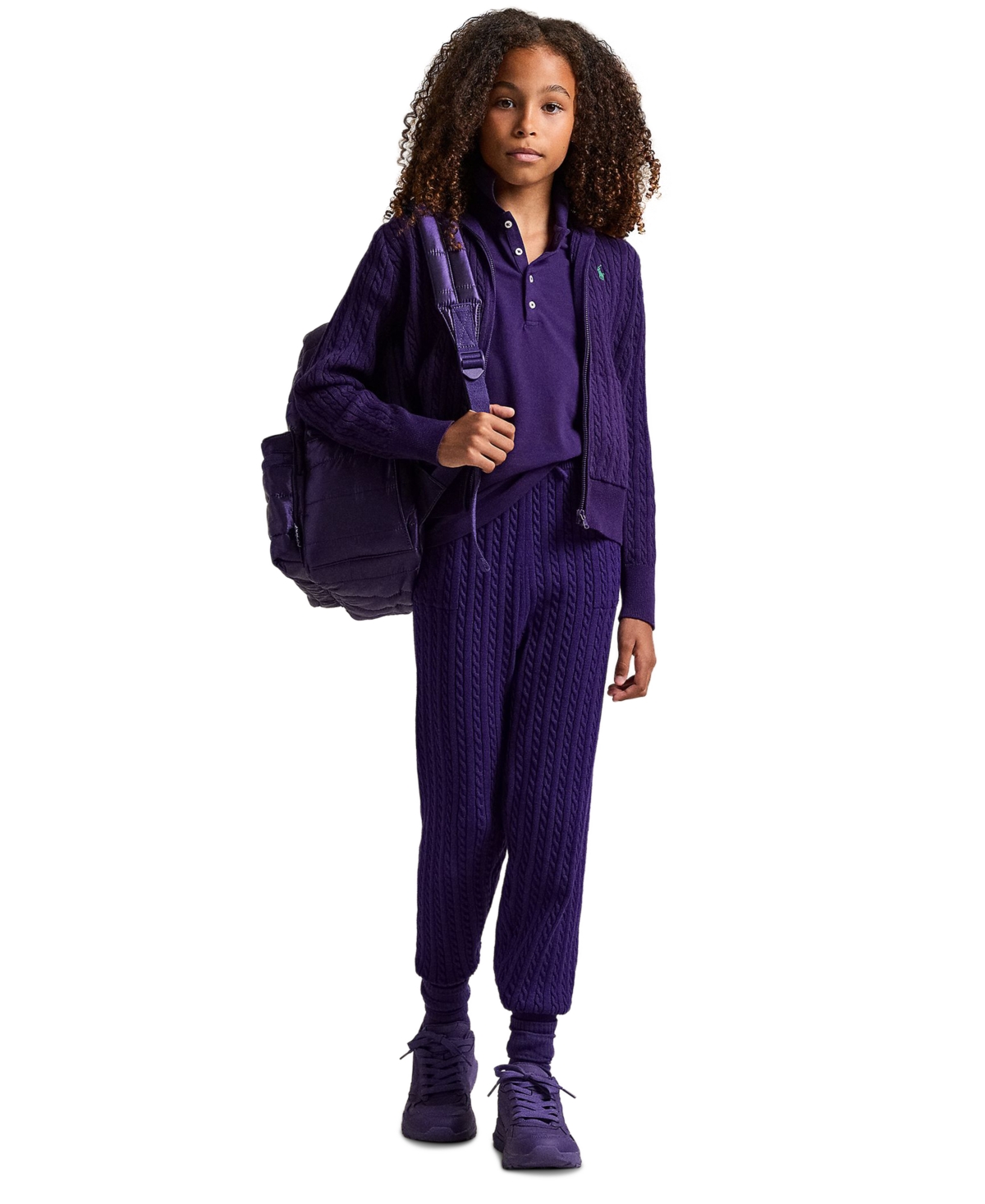 Polo Ralph Lauren Big Girls Mini-Cable Full-Zip Hoodie