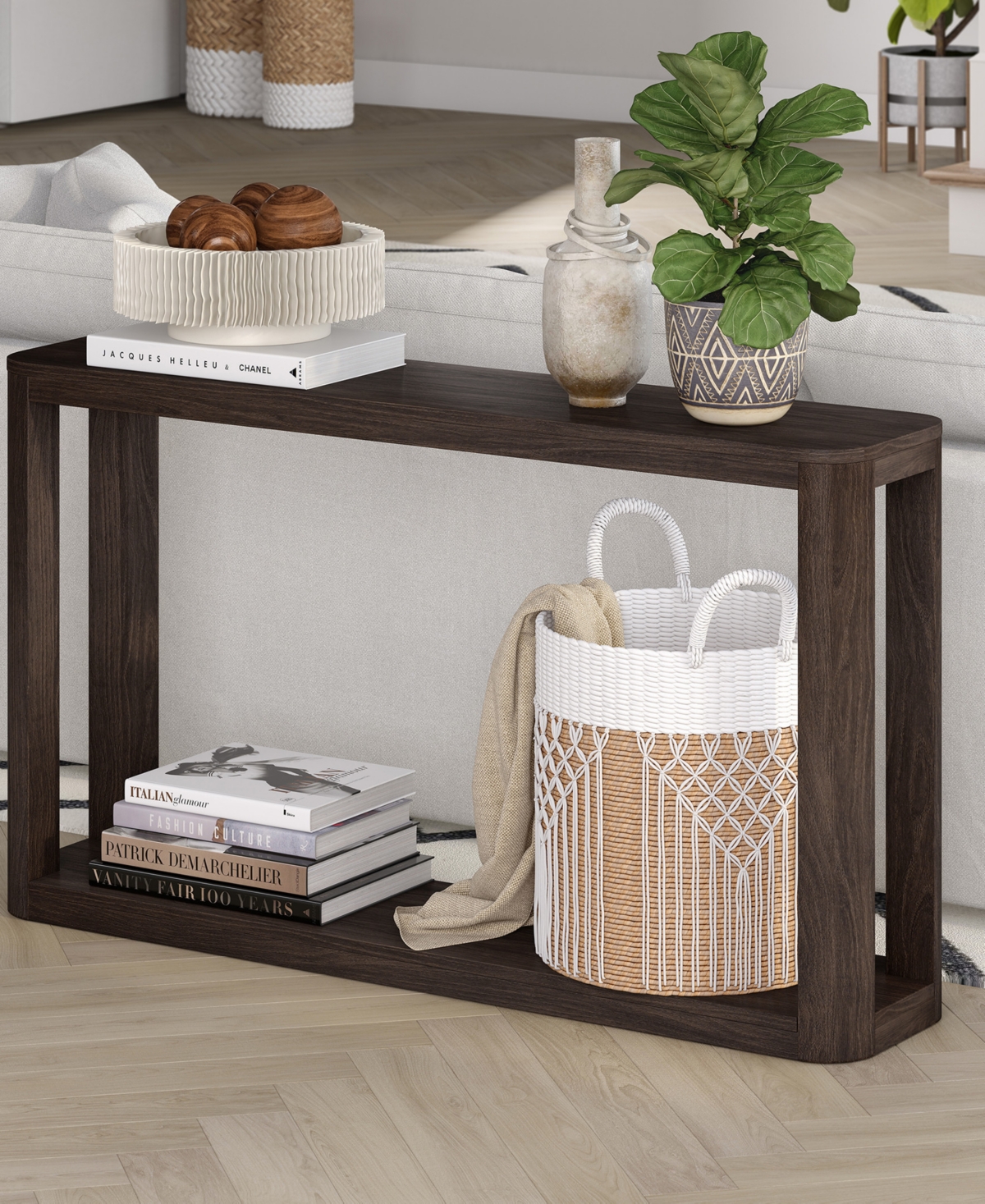 Hudson & Canal Stellan 52" Wood Wide Rectangular Console Table