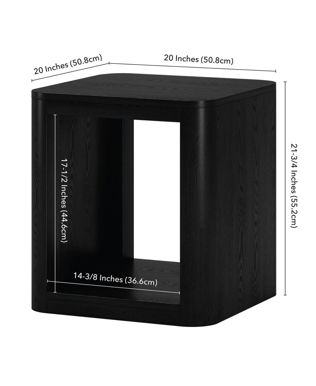 Hudson & Canal Kellan 20" Wood Wide Square Side Table In Black