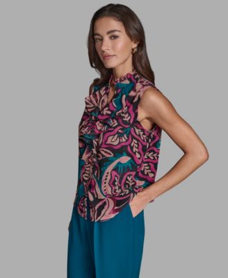 Women's Sleeveless Ruffle Front Top