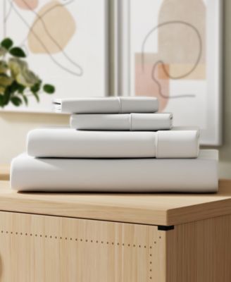 Brushed Cool Crisp 225-Thread Count Solid Cotton 3-Pc. Sheet Set, Twin XL