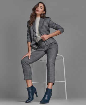 Women's Plaid Long-Sleeve Ruffle Jacket