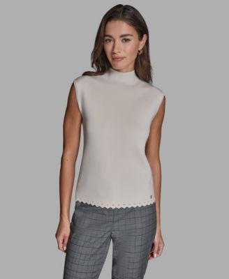 Women's Sleeveless Mock Neck Knit Top