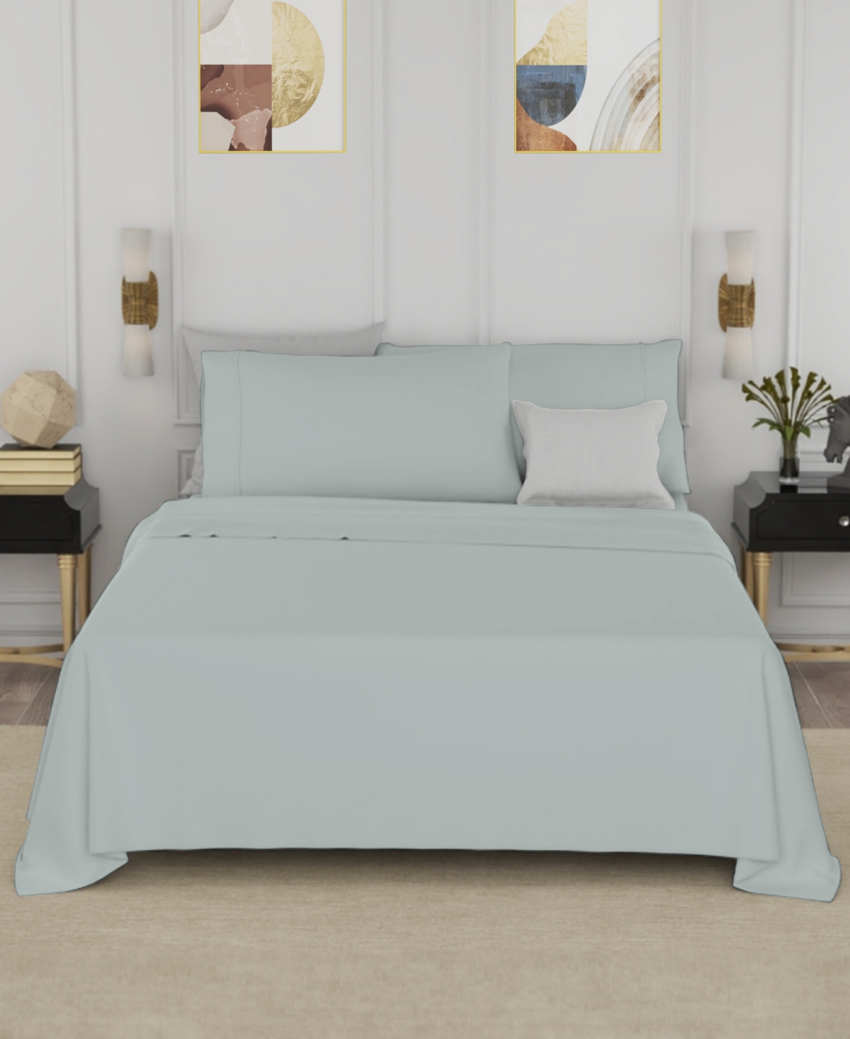 Color Sense Brushed Cool Crisp Solid Cotton 4-pc. Sheet Set, Queen In Gray