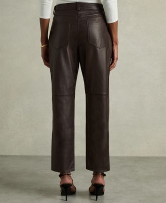Women's Leather Slim-Leg Pants