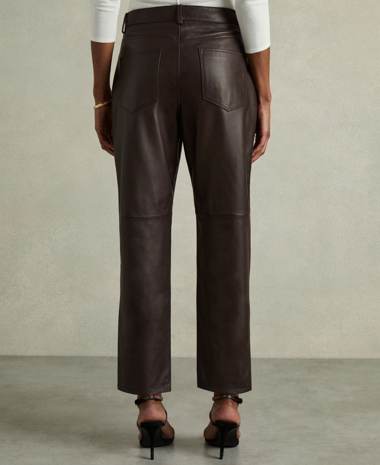 Women's Verona Leather Slim-Leg Pants