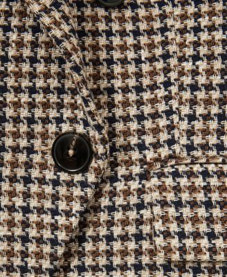 Women's Double-Breasted Houndstooth Cotton-Linen Blazer
