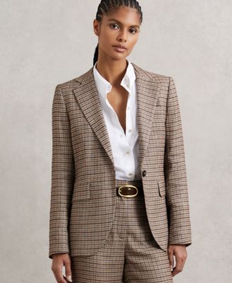 REISS - Women's River Check Single-Breasted Blazer