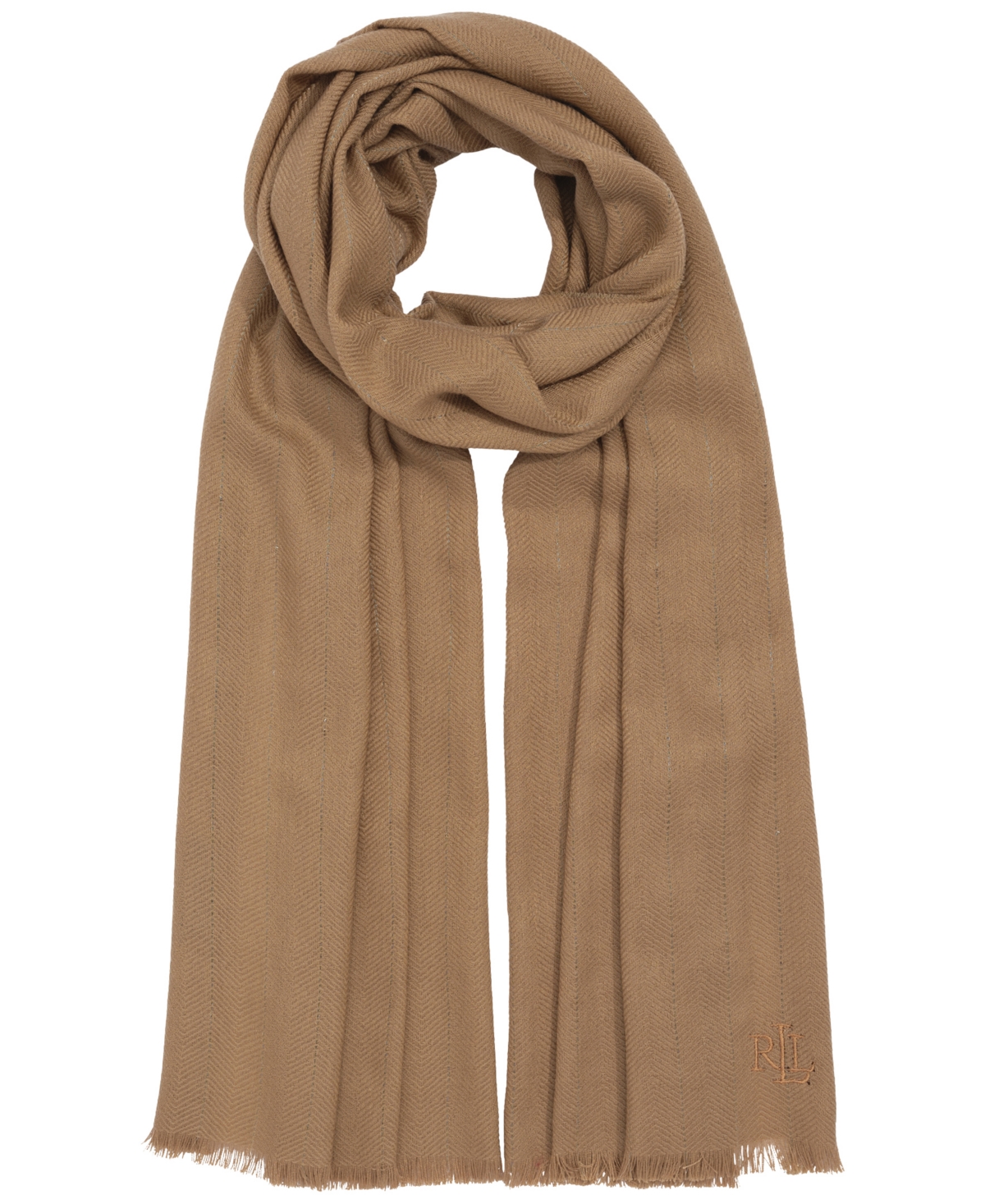 Ralph Lauren Lightweight Herringbone Shine Scarf In Brown