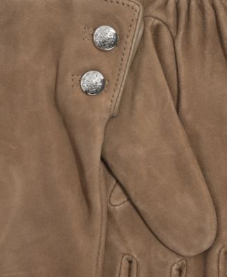 Suede Crest Button Glove