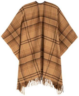 Plaid Ruana with Fringe Wrap