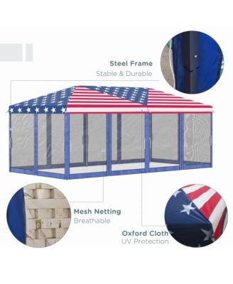 10' x 20' Pop Up Canopy with 6 Sidewall Mesh Nettings, Flag